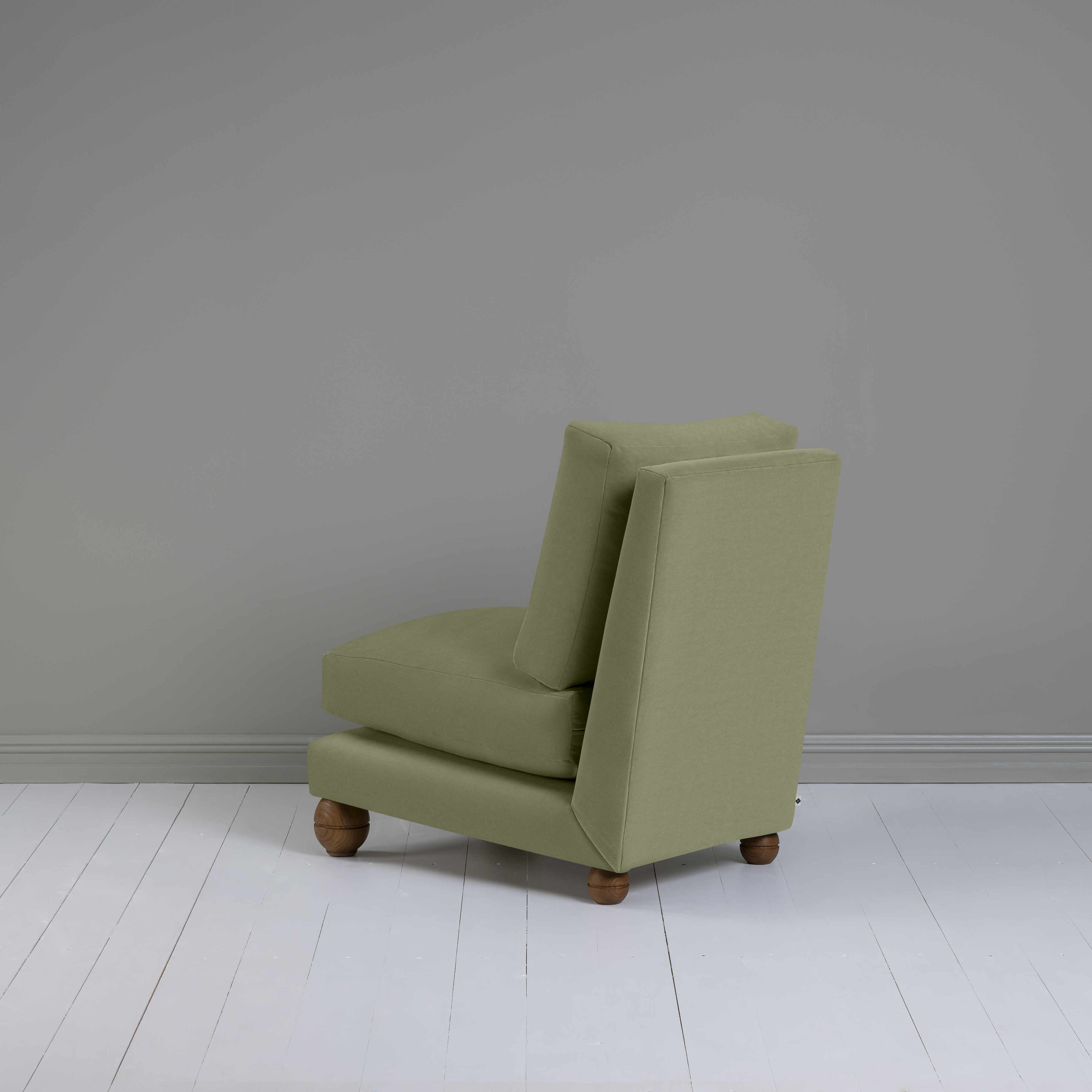  Perch Slipper Armchair in Intelligent Velvet Green Tea 