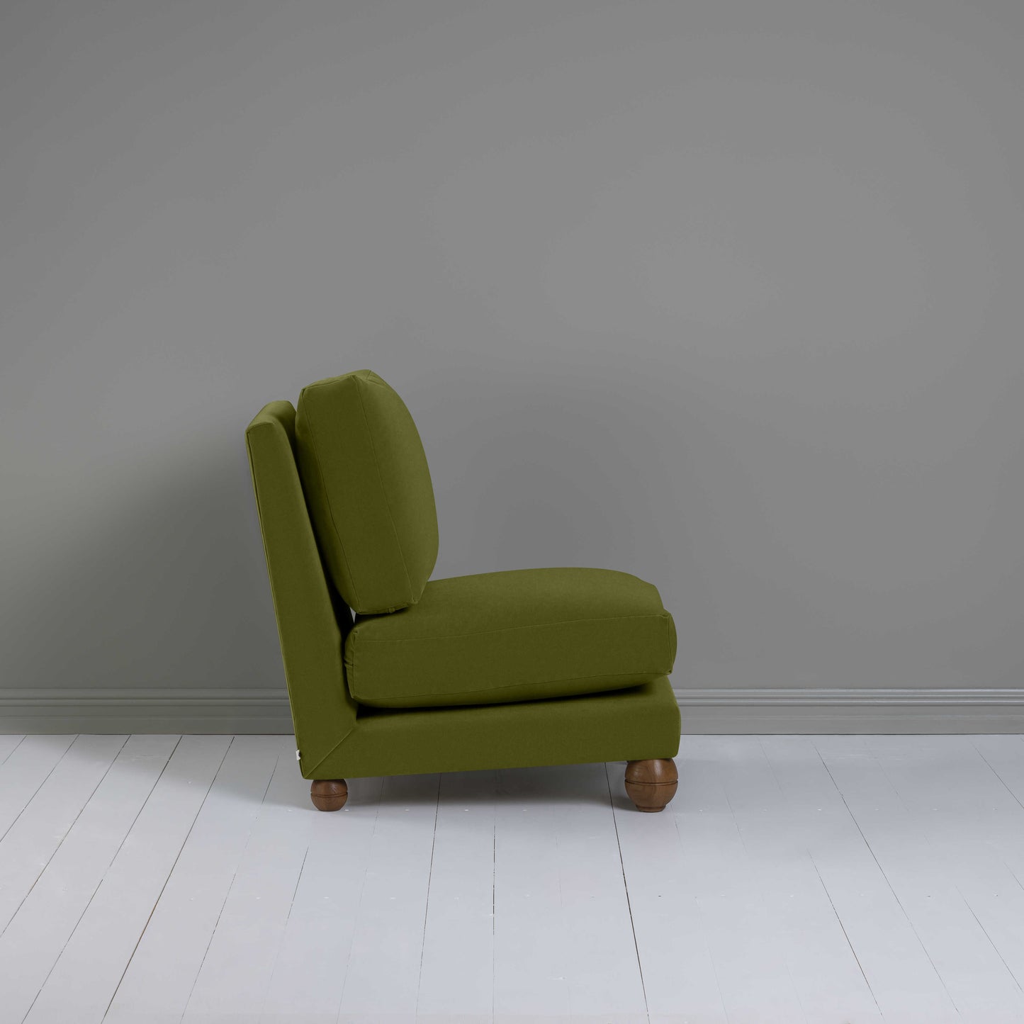 Perch Slipper Armchair in Intelligent Velvet Lawn