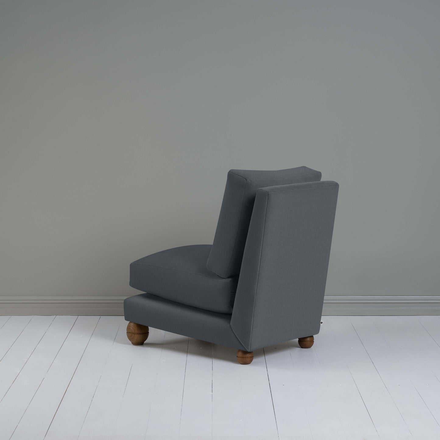 Perch Slipper Armchair in Intelligent Velvet Mercury