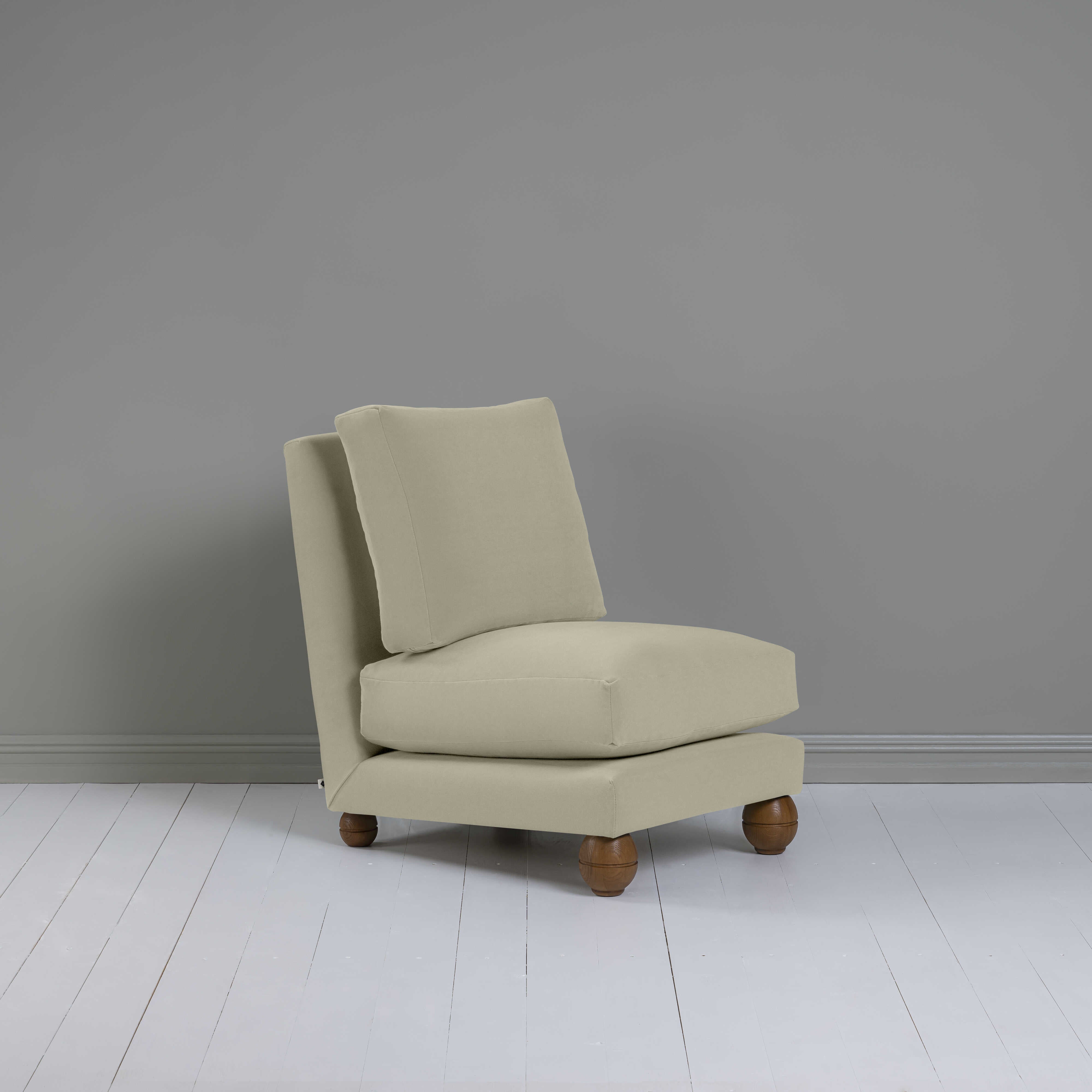  Perch Slipper Armchair in Intelligent Velvet Moonstone 