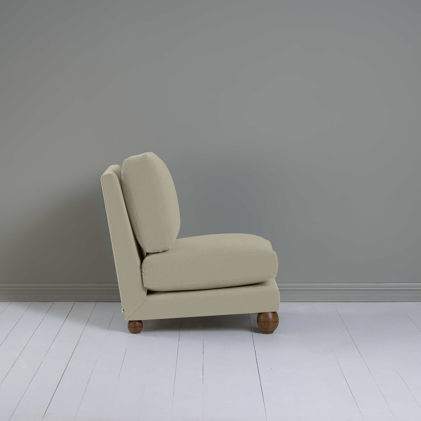 Perch Slipper Armchair in Intelligent Velvet Moonstone