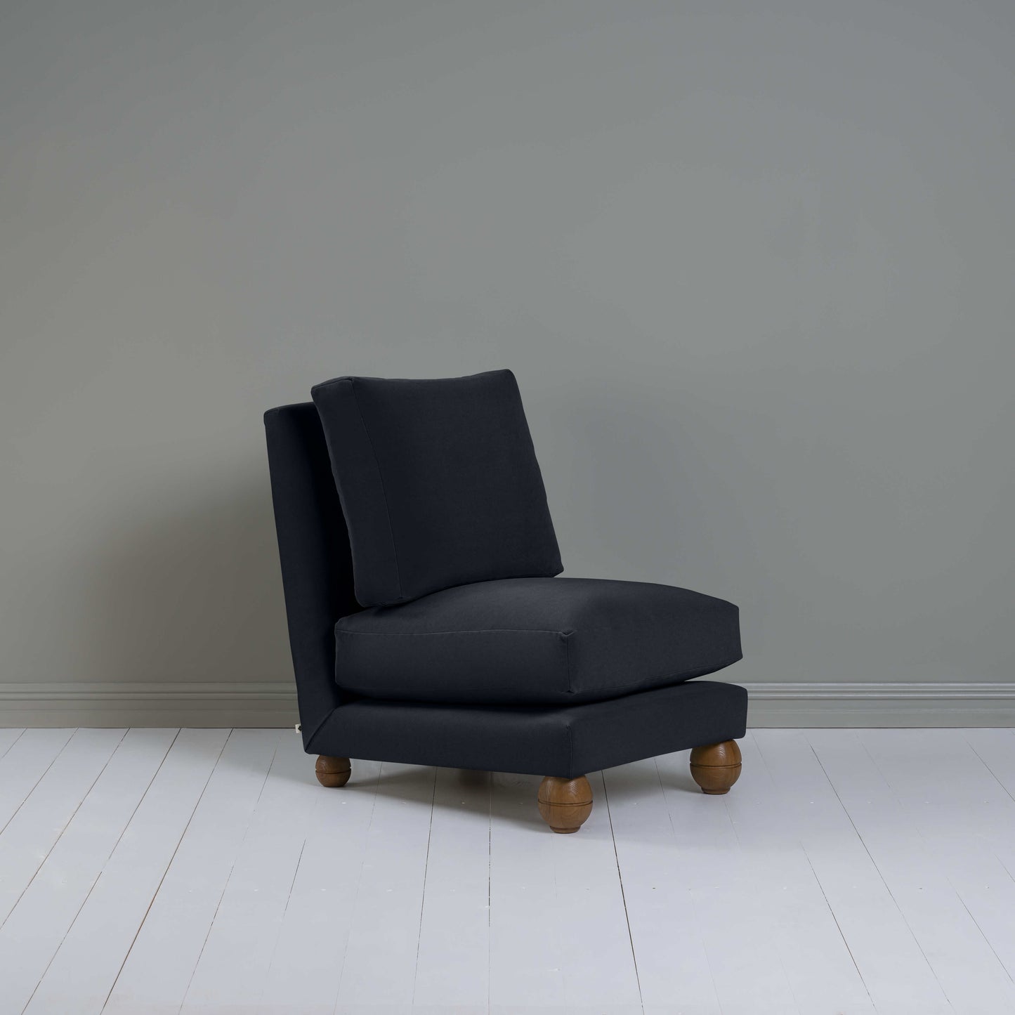 Perch Slipper Armchair in Intelligent Velvet Onyx