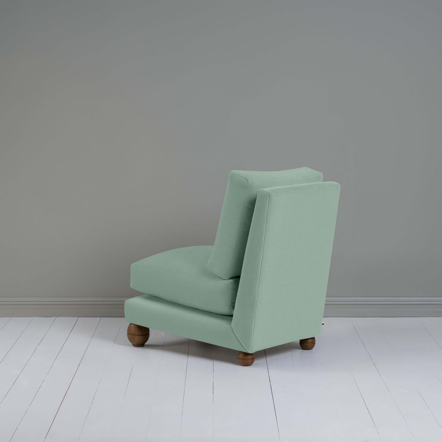 Perch Slipper Armchair in Intelligent Velvet Sea Mist