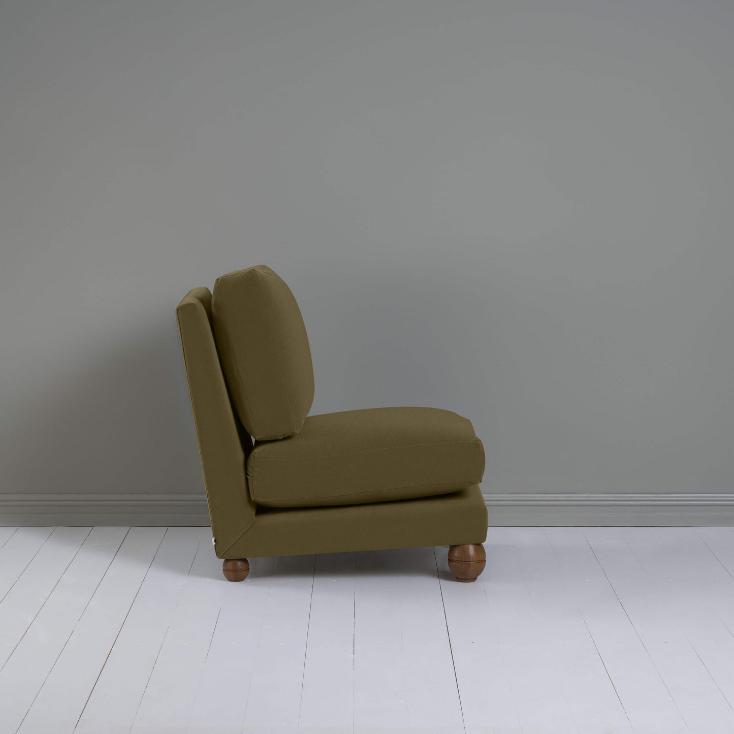 Perch Slipper Armchair in Intelligent Velvet Sepia