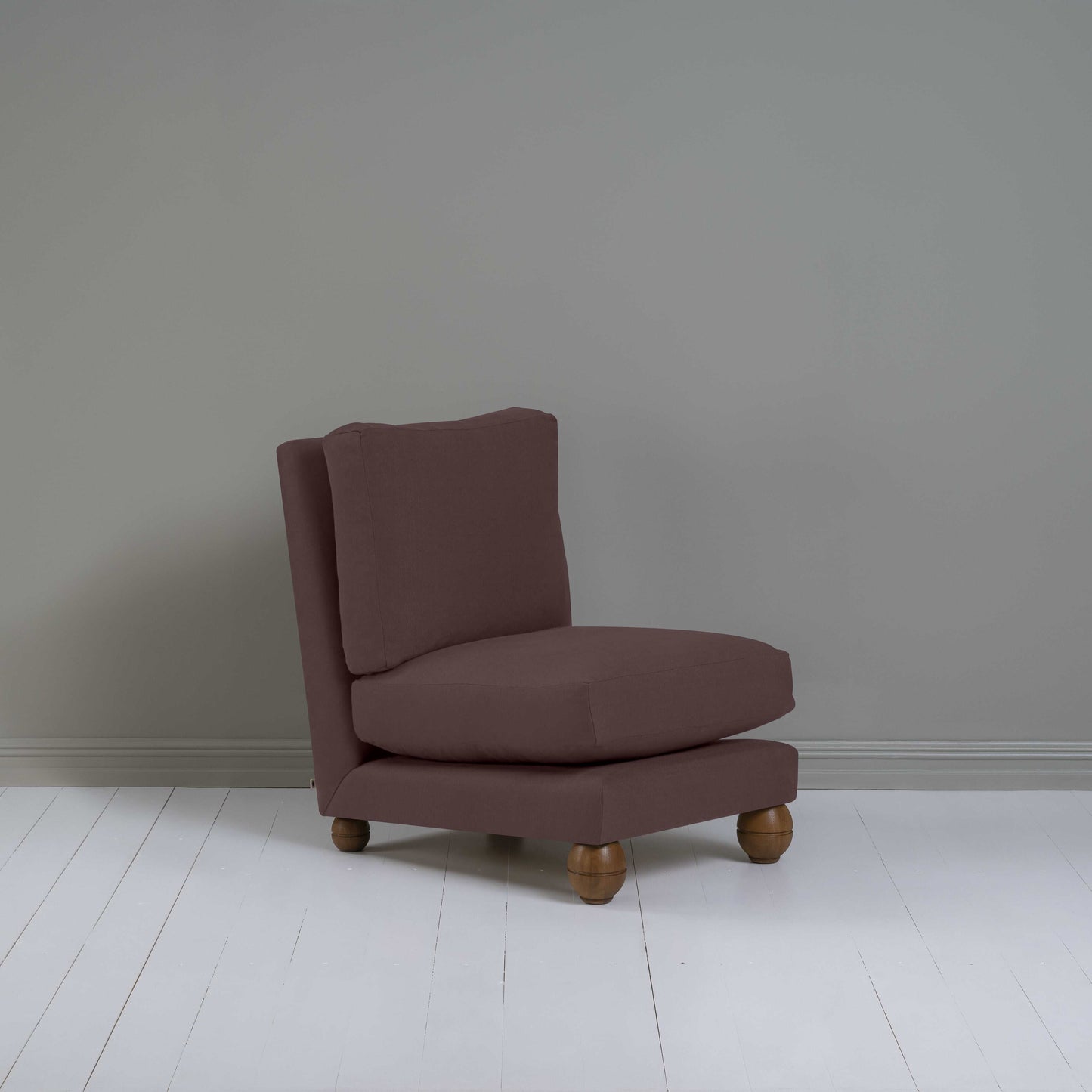 Perch Slipper Armchair in Laidback Linen Damson