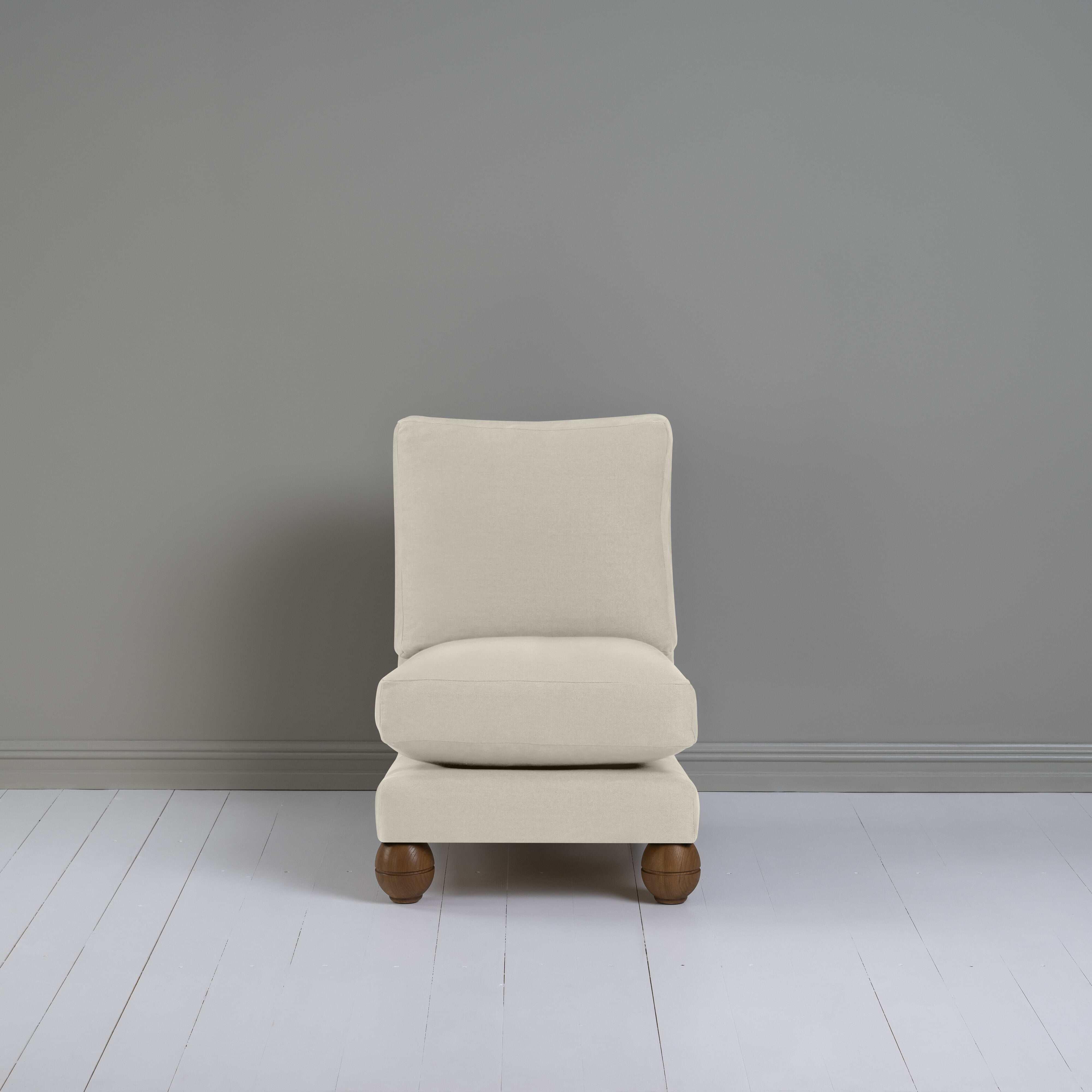  Perch Slipper Armchair in Laidback Linen Dove, Front View - NiX 