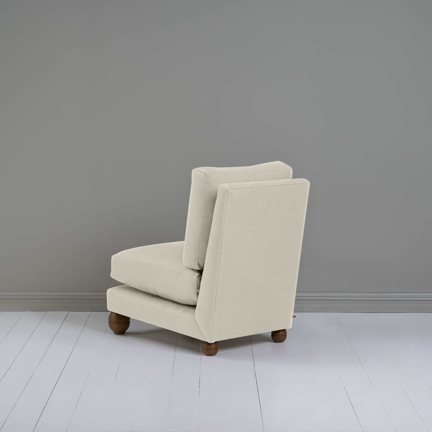 Perch Slipper Armchair in Laidback Linen Dove, Back View - NiX