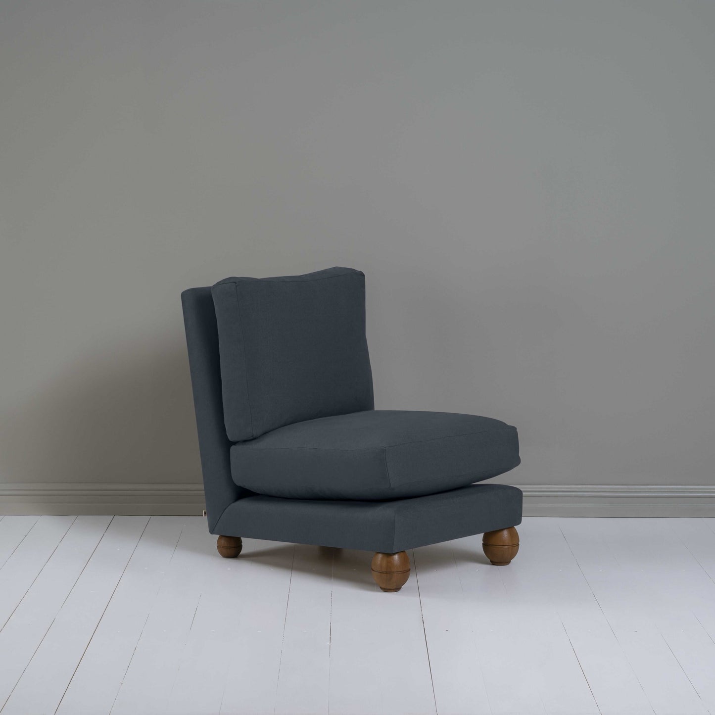 Perch Slipper Armchair in Laidback Linen Midnight