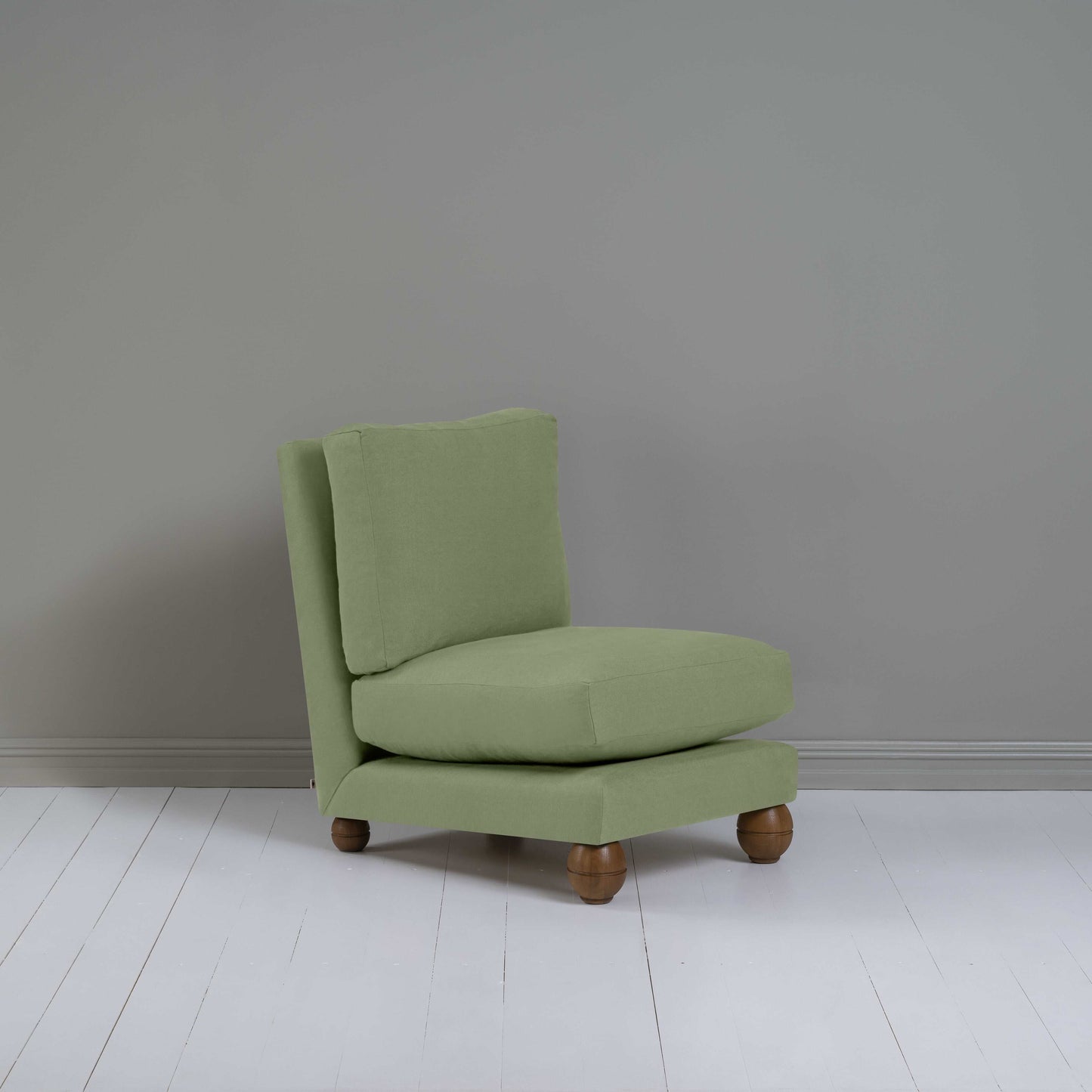 Perch Slipper Armchair in Laidback Linen Moss