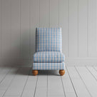  Perch Slipper Armchair in Square Deal Cotton, Blue Brown Front View - NiX 