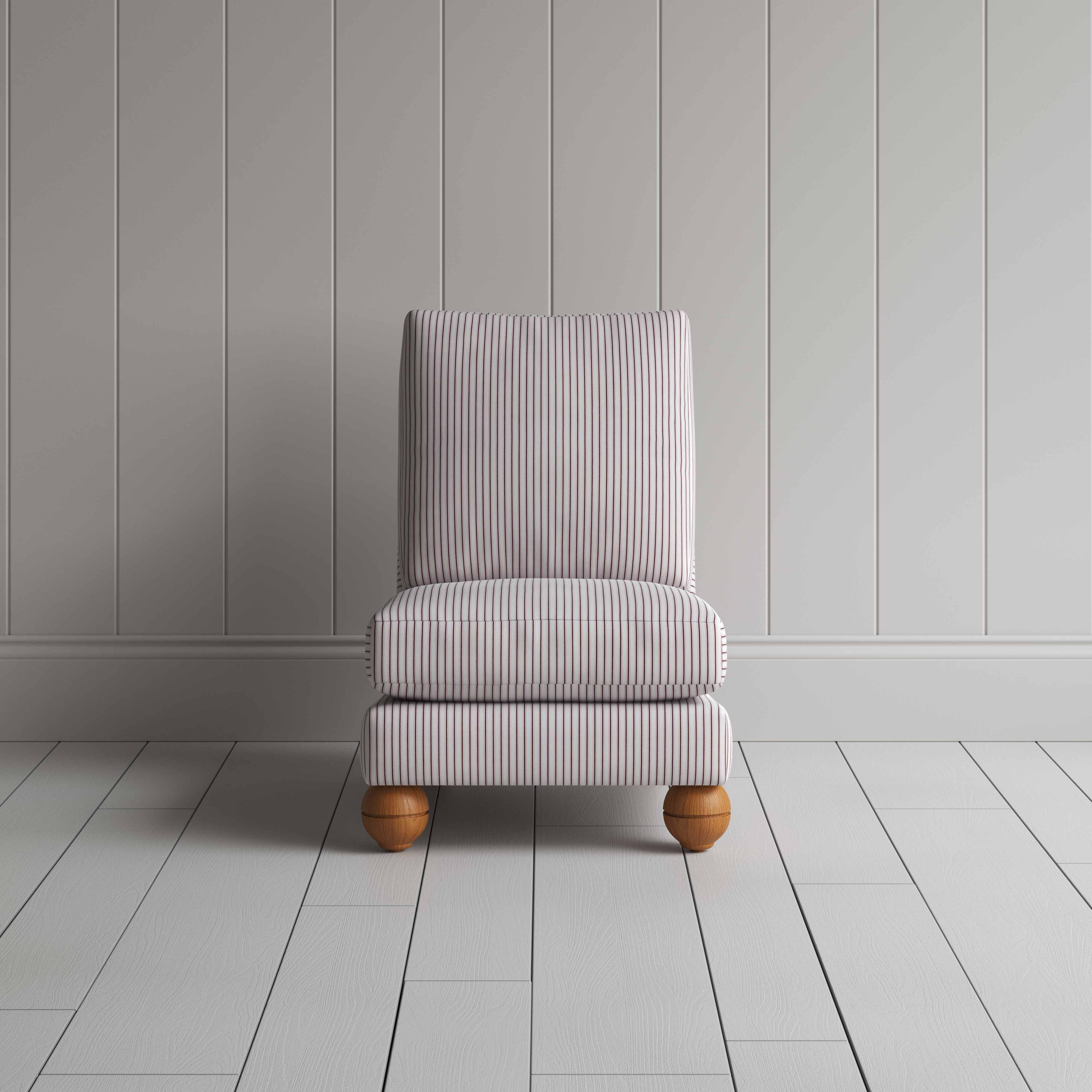  Perch Slipper Armchair in Ticking Cotton, Berry 