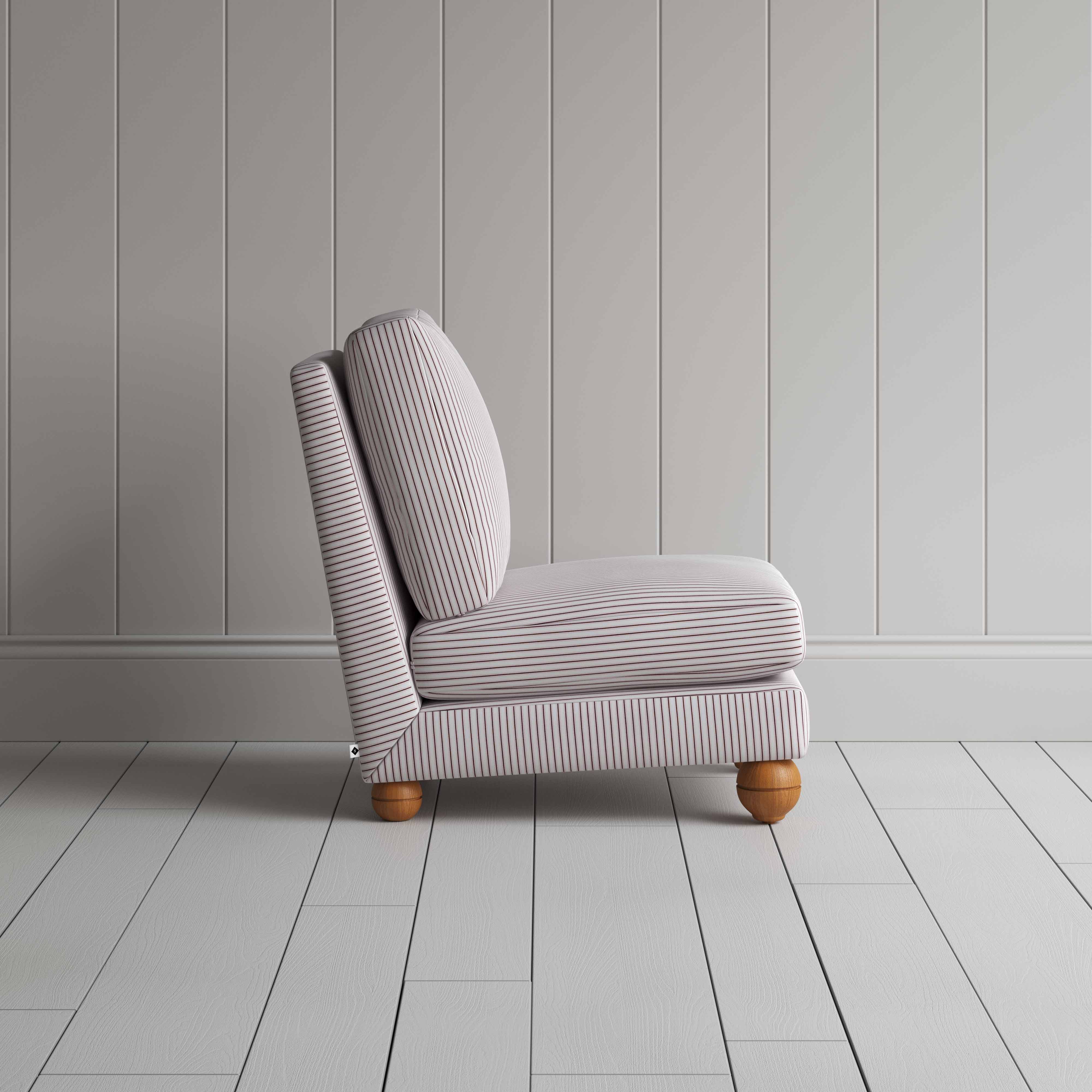  Perch Slipper Armchair in Ticking Cotton, Berry 