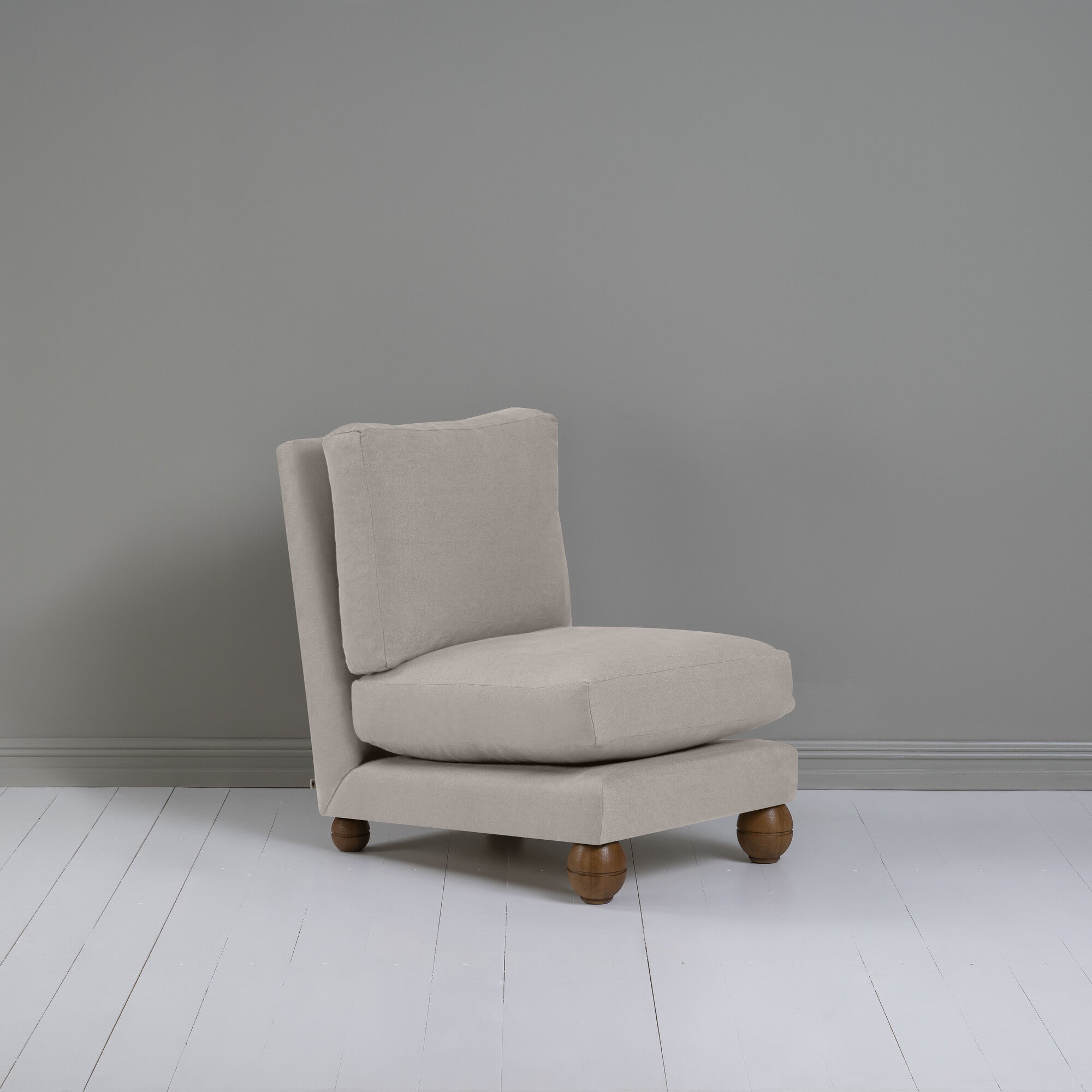  Perch Slipper Armchair in Laidback Linen Pearl Grey 