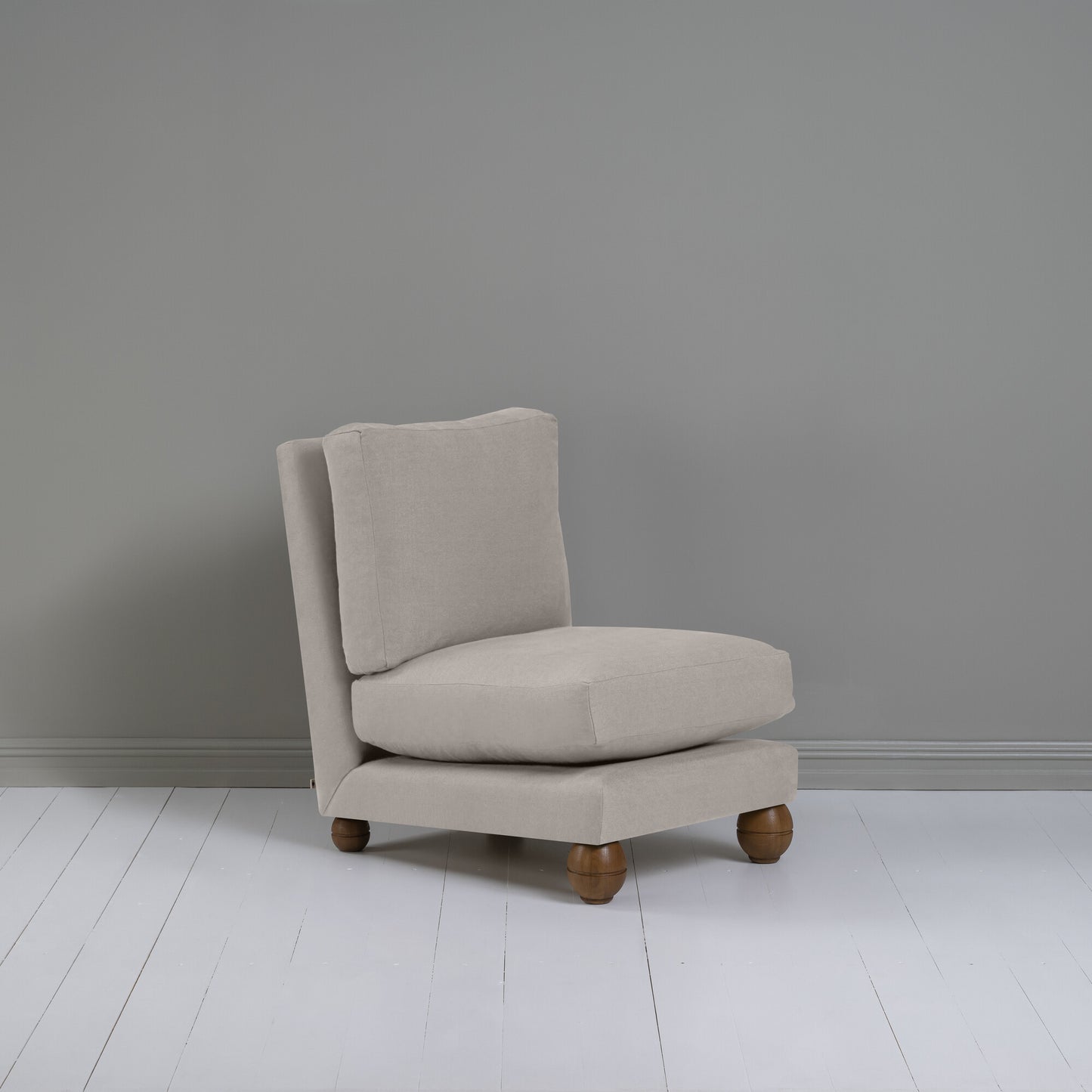 Perch Slipper Armchair in Laidback Linen Pearl Grey