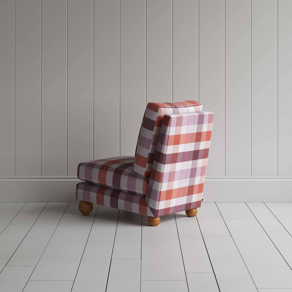  Perch Slipper Armchair in Checkmate Cotton, Berry 