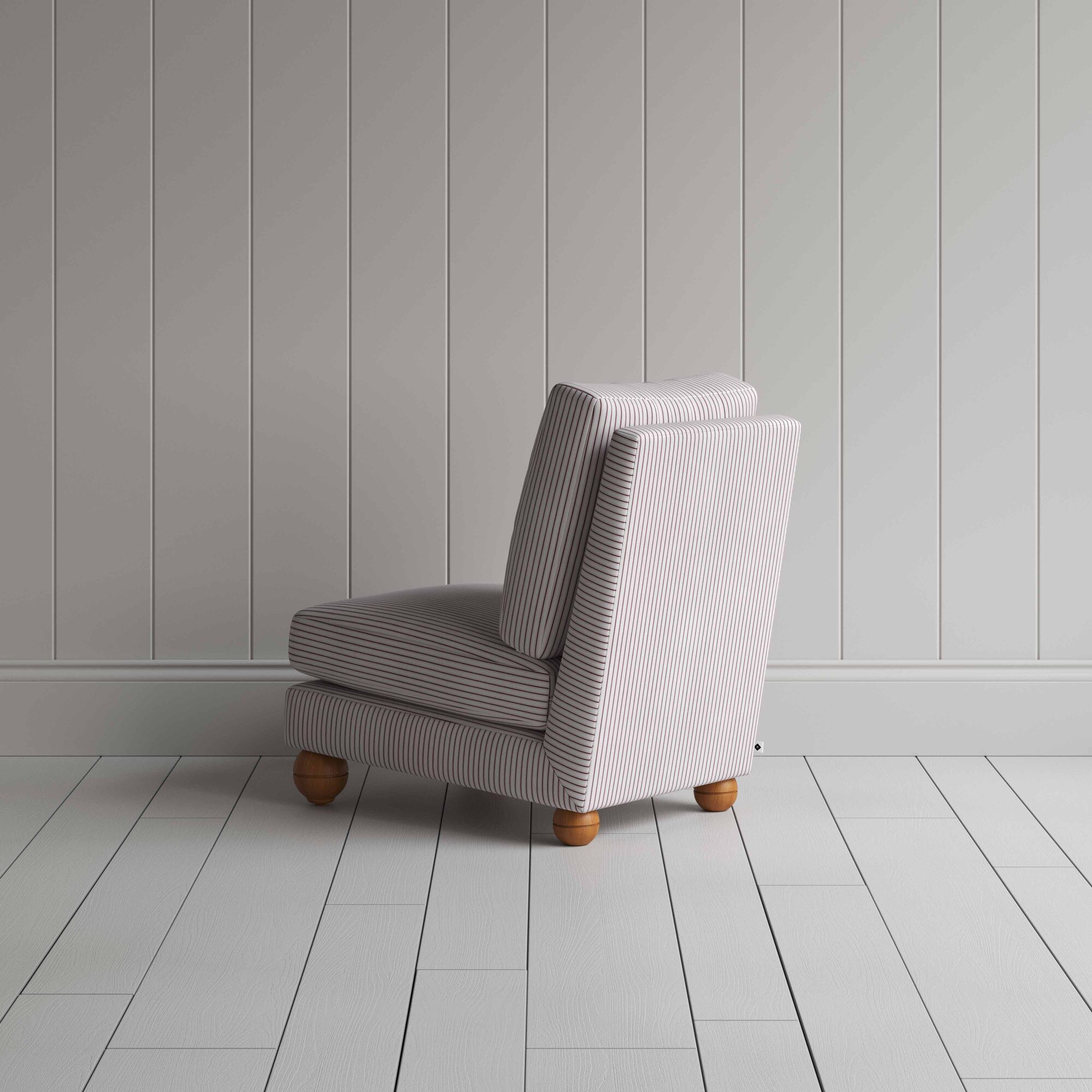  Perch Slipper Armchair in Ticking Cotton, Berry 