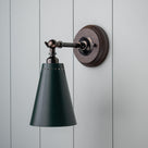  Brass Wall Light With Green Lampshade 