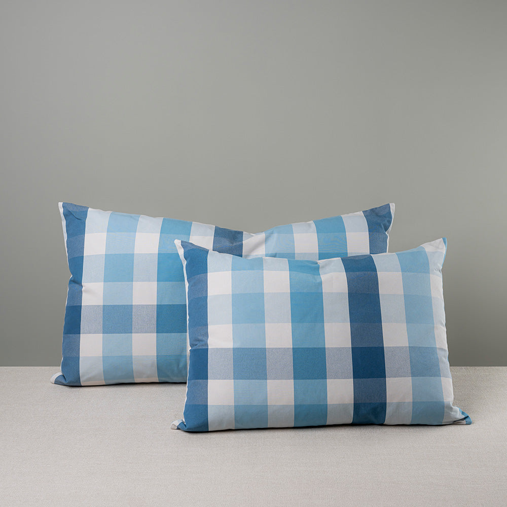 Rectangle Lollop Cushion in Checkmate Cotton, Blue