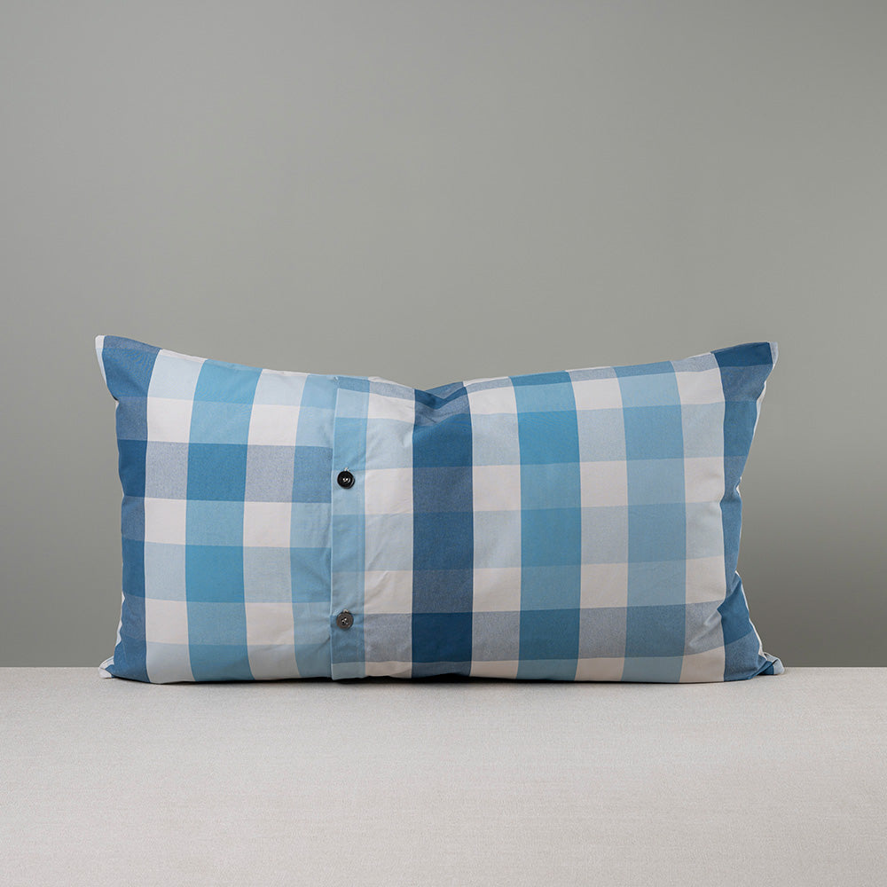 Rectangle Lollop Cushion in Checkmate Cotton, Blue