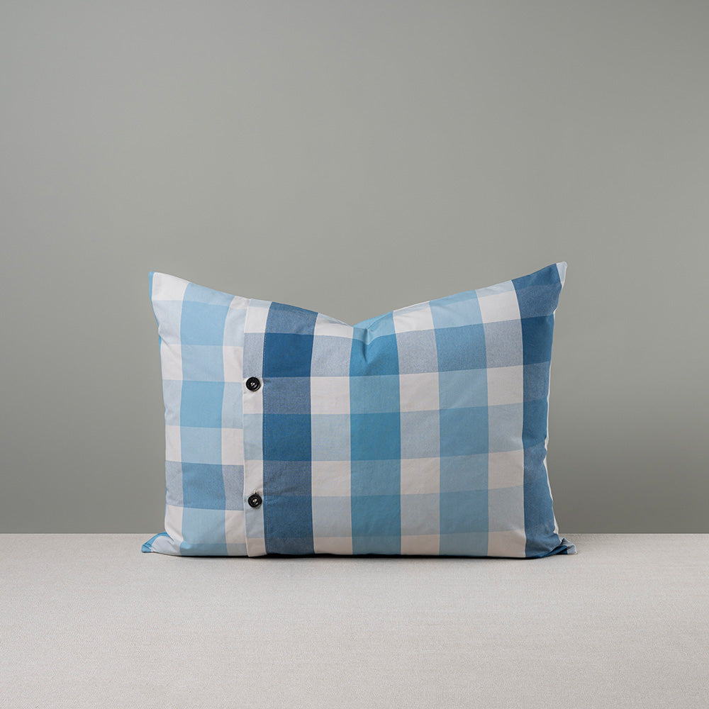  Rectangle Lollop Cushion in Checkmate Cotton, Blue 