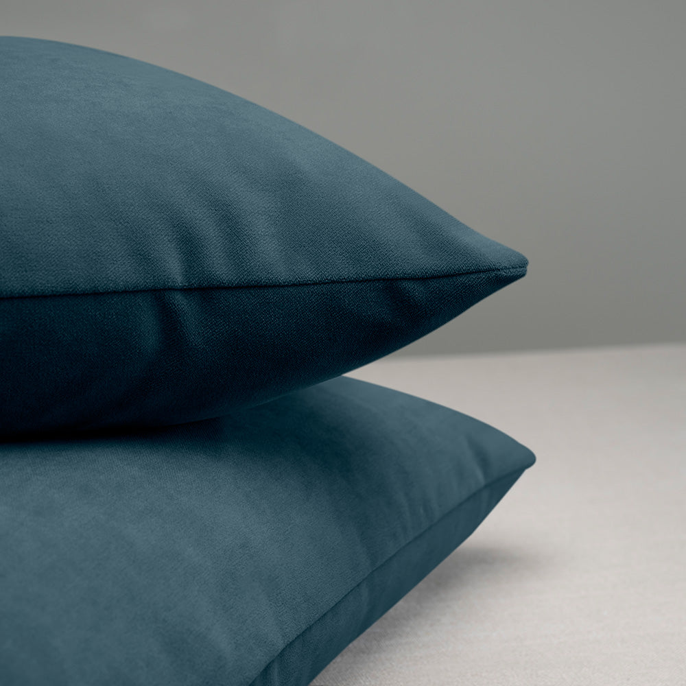Rectangle Lollop Cushion in Intelligent Velvet, Aegean