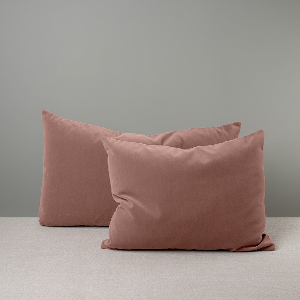 Rectangle Lollop Cushion in Intelligent Velvet, Dusky Pink