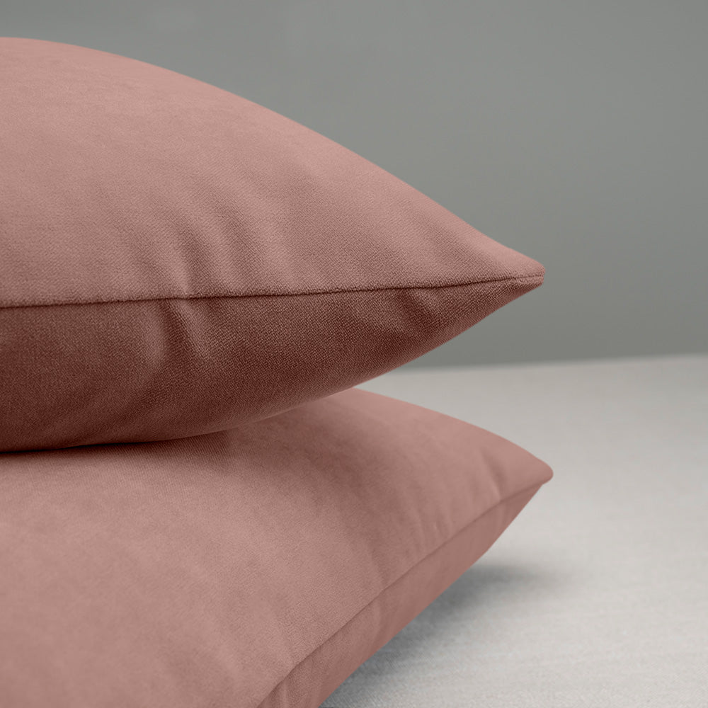 Rectangle Lollop Cushion in Intelligent Velvet, Dusky Pink