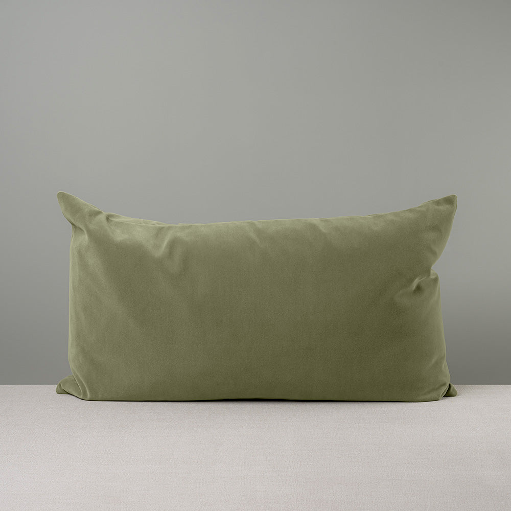 Rectangle Lollop Cushion in Intelligent Velvet, Green Tea