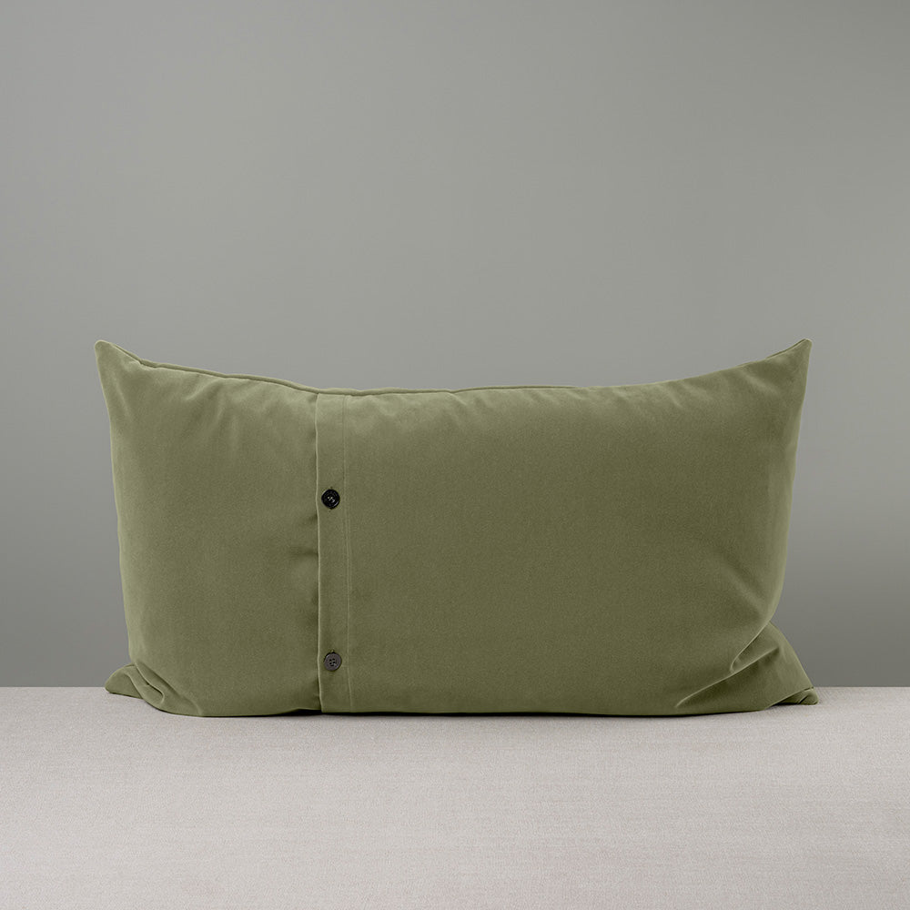 Rectangle Lollop Cushion in Intelligent Velvet, Green Tea