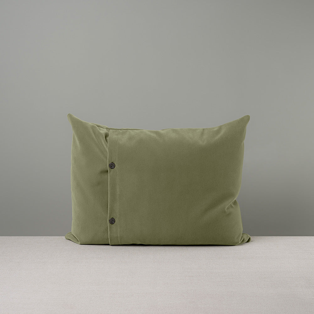 Back Side of Medium Rectangle Lollop Cushion Green Velvet With 2 Black Button - By NiX