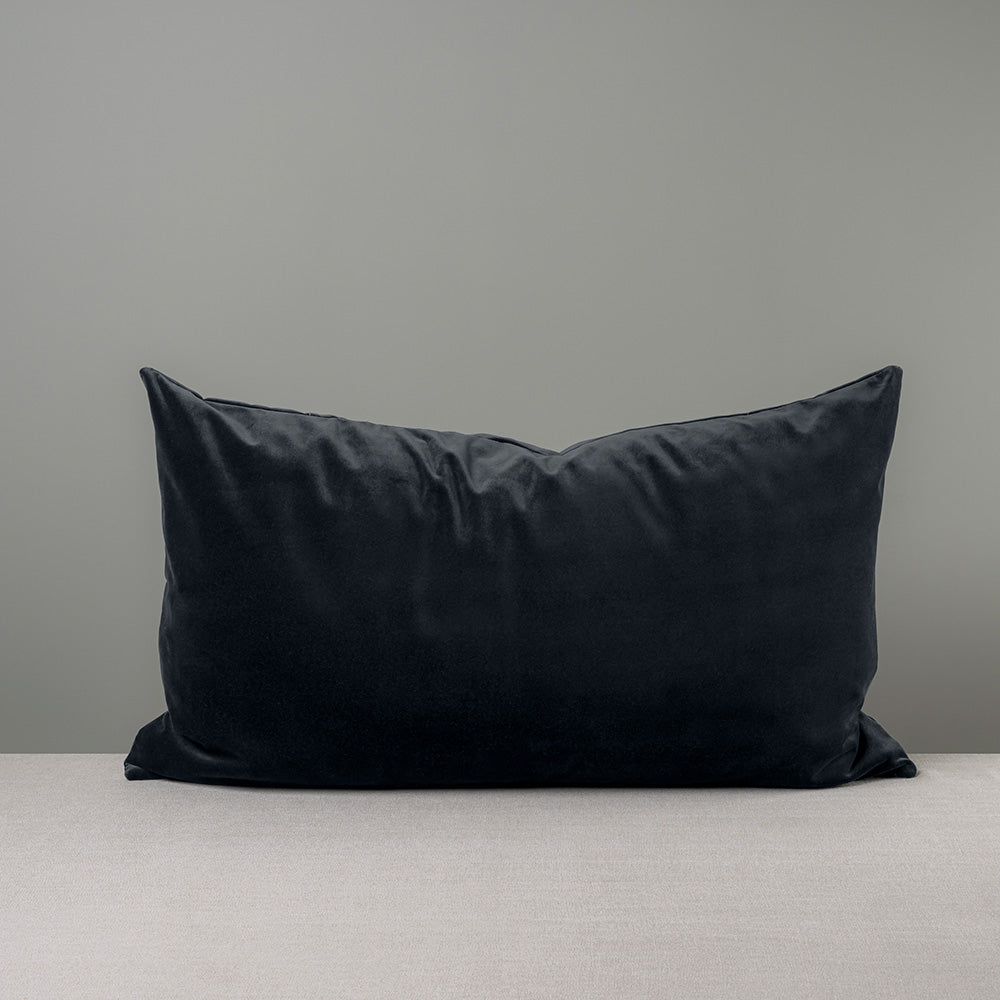Rectangle Lollop Cushion in Intelligent Velvet, Black Onyx