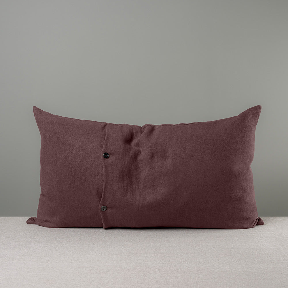  Rectangle Lollop Cushion in Laidback Linen, Damson 