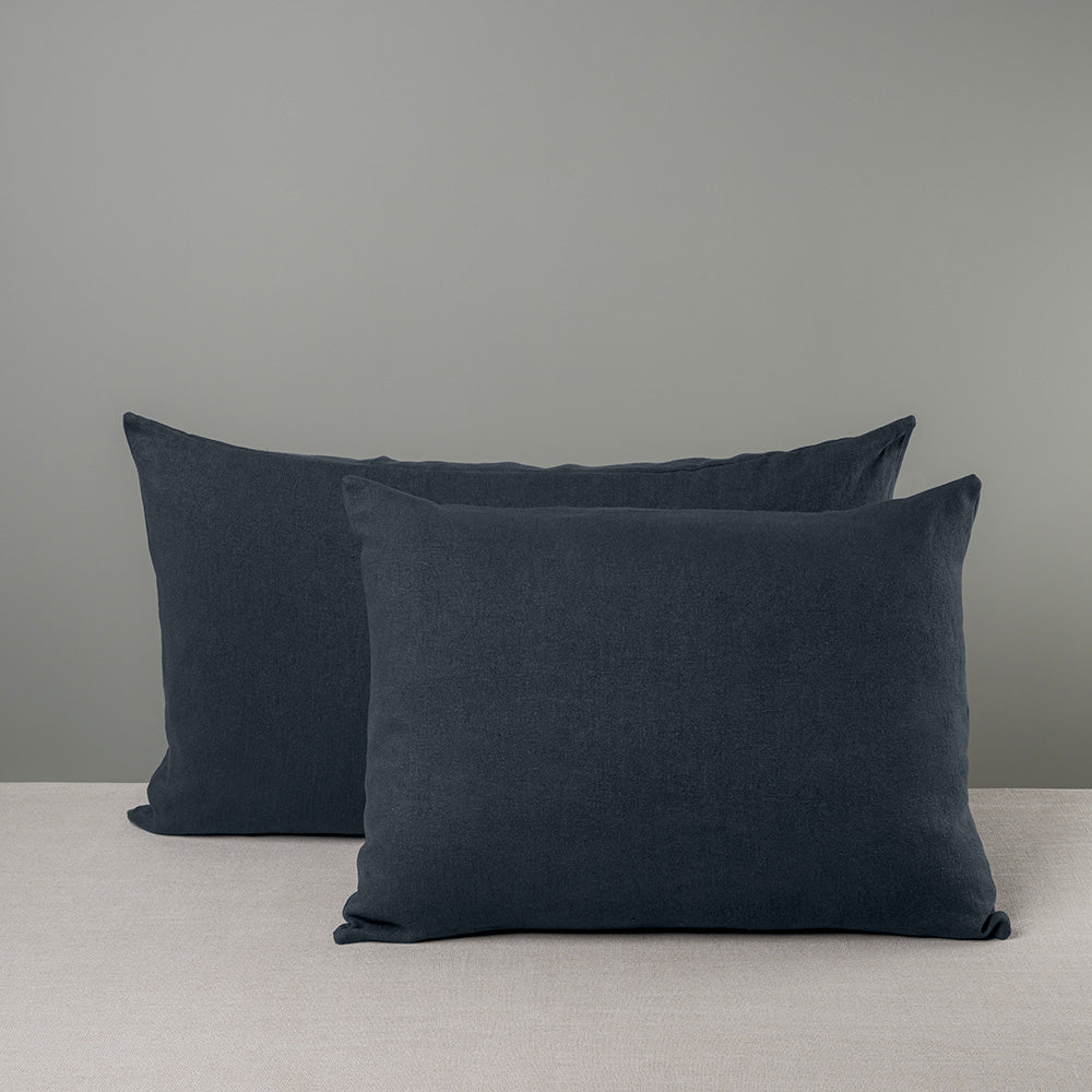  Rectangle Lollop Cushion in Laidback Linen, Midnight 