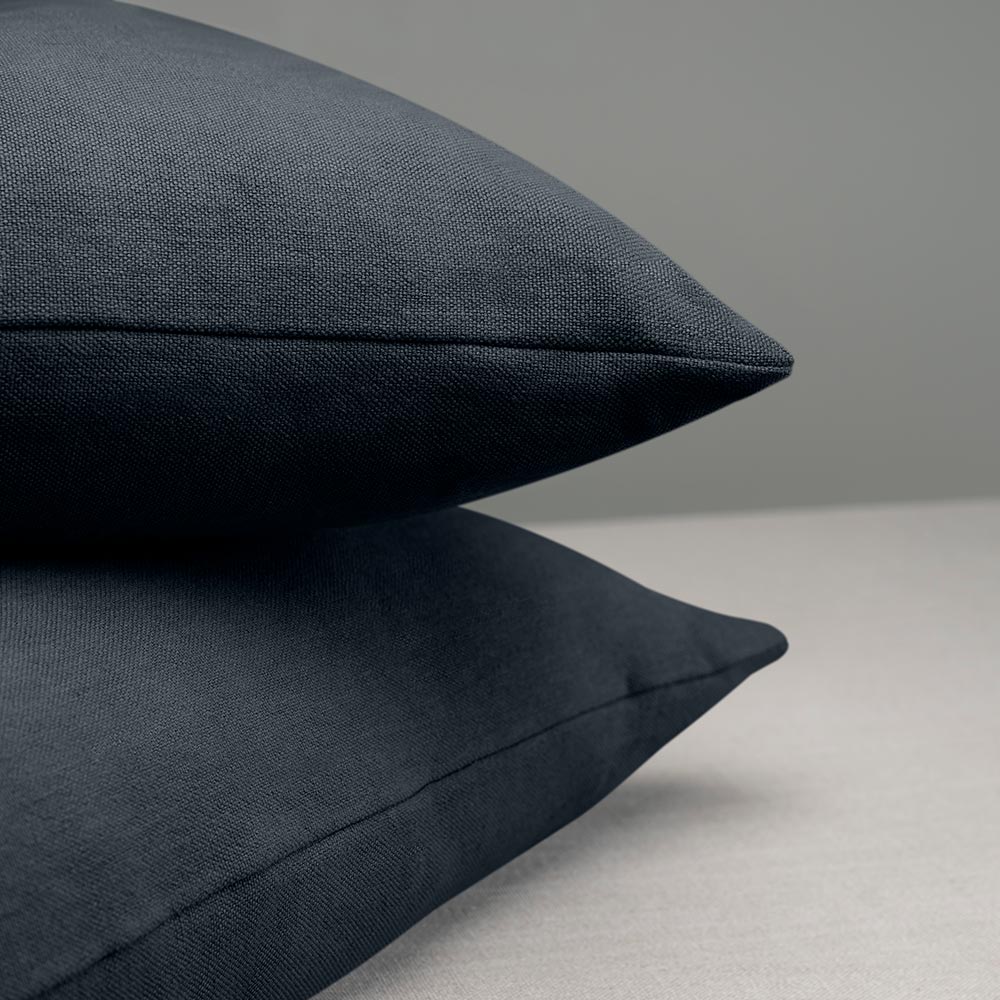  Rectangle Lollop Cushion in Laidback Linen, Midnight 