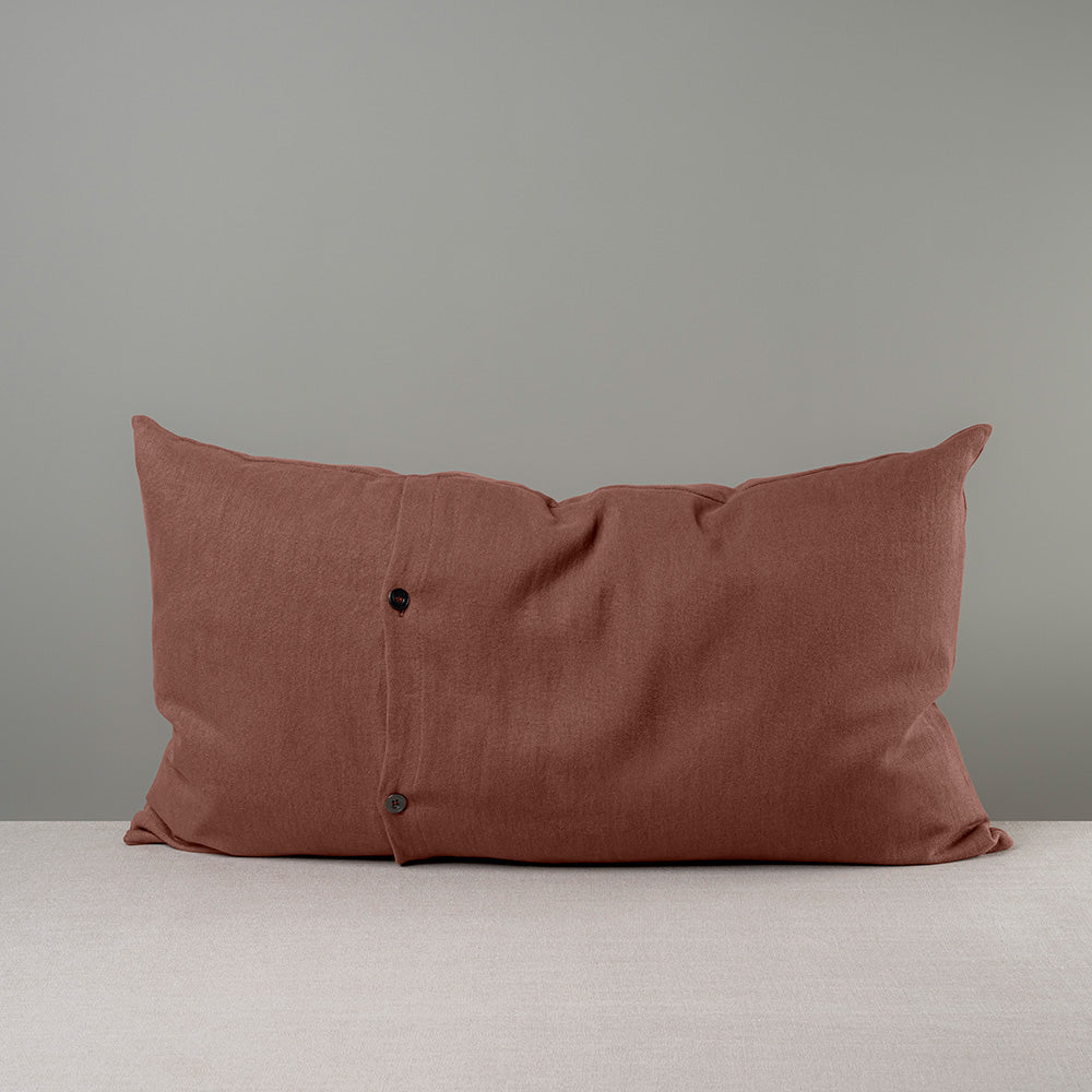  Rectangle Lollop Cushion in Laidback Linen, Sweet Briar 