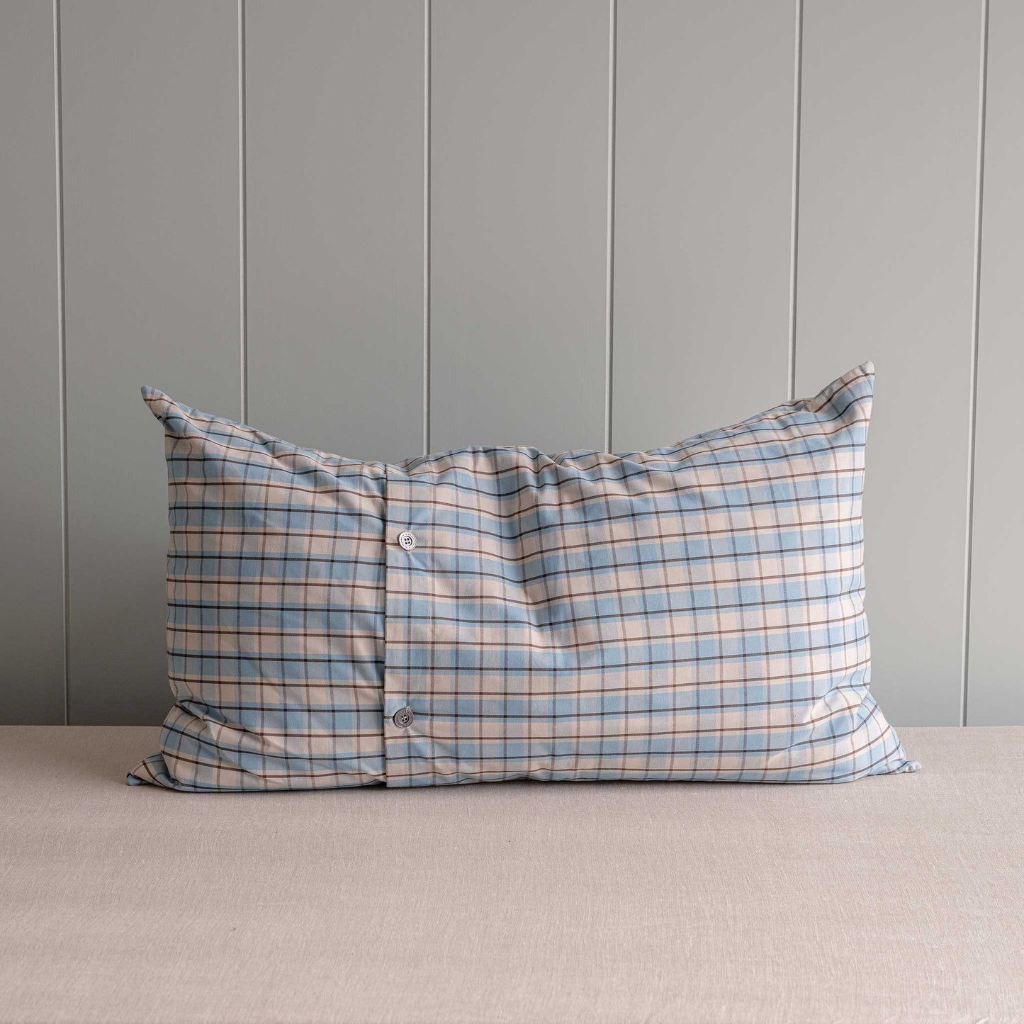 Rectangle Lollop Cushion in Square Deal Cotton, Blue Brown