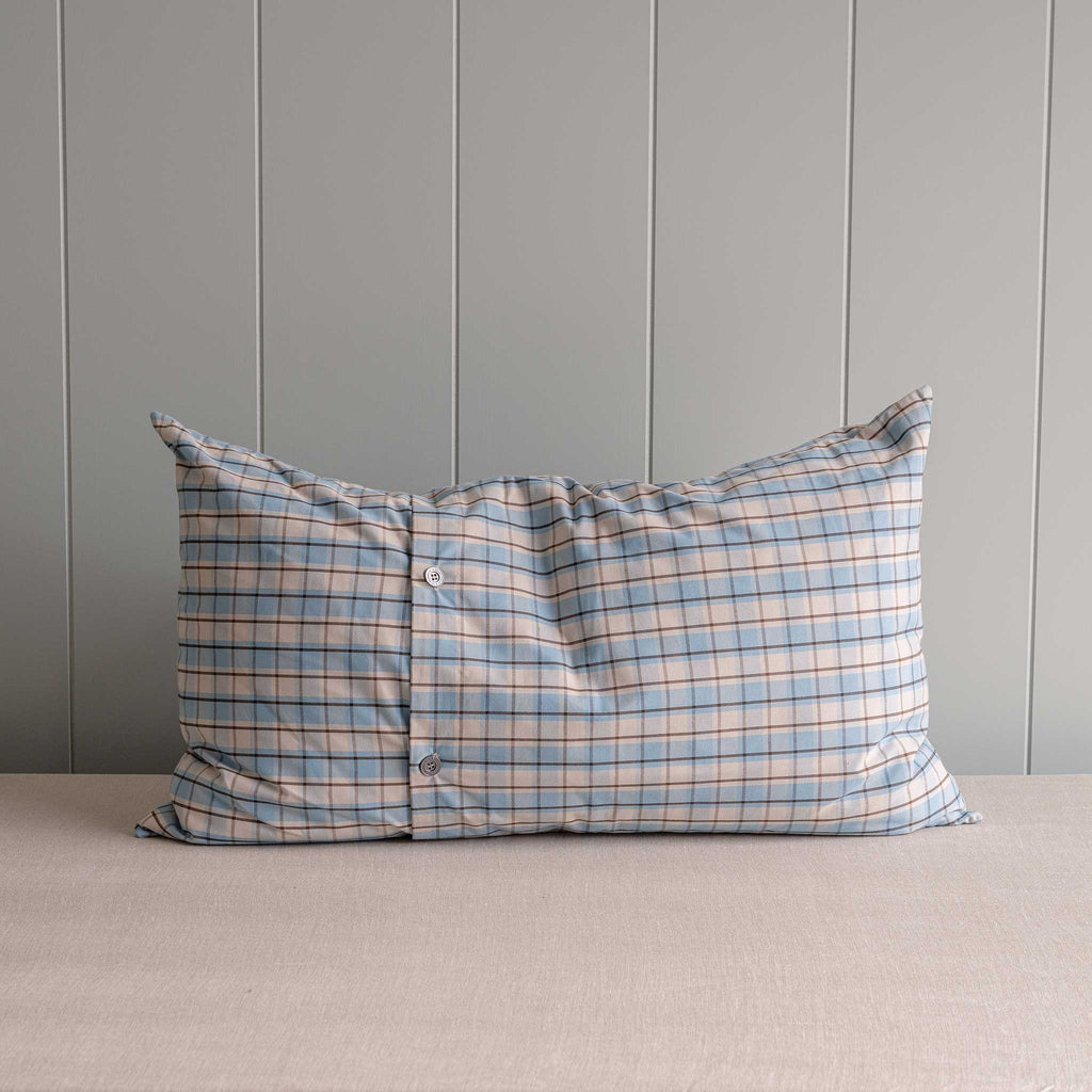  Rectangle Lollop Cushion in Square Deal Cotton, Blue Brown 