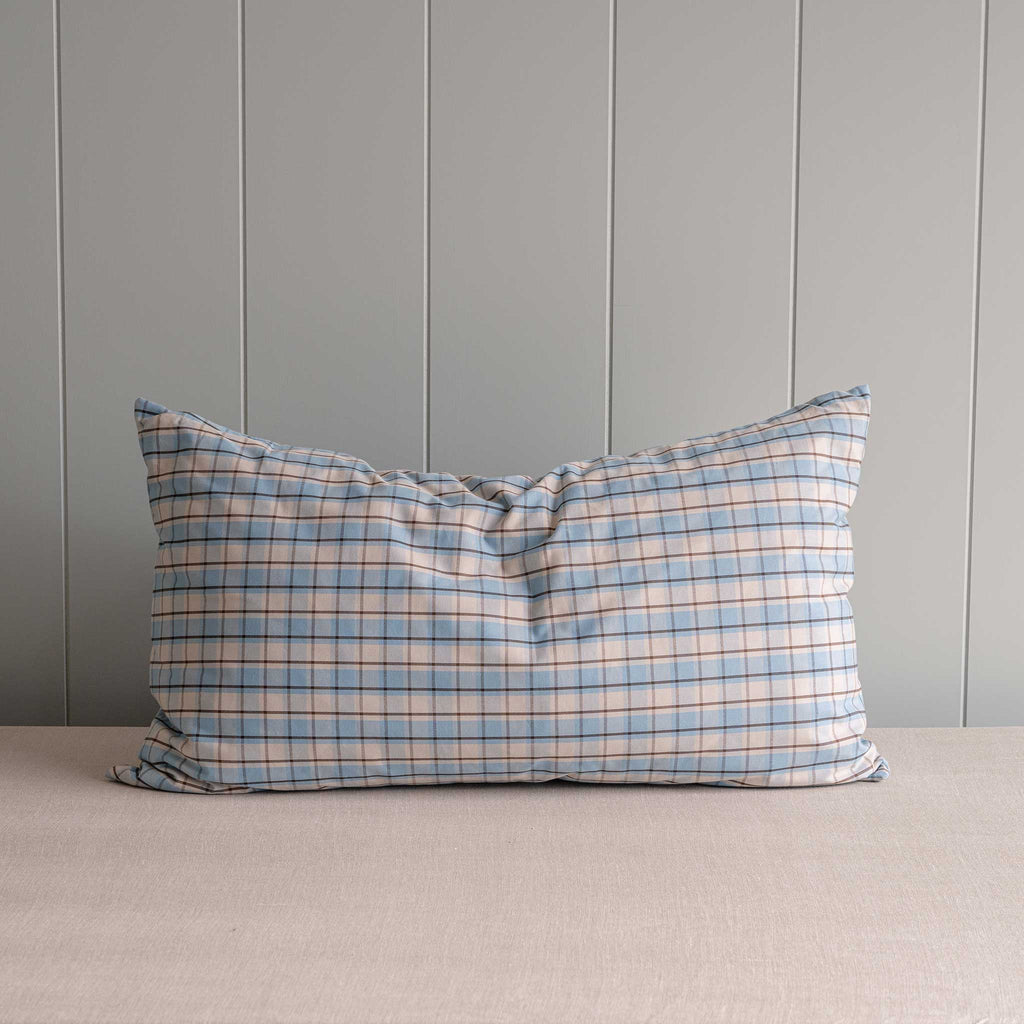  Rectangle Lollop Cushion in Square Deal Cotton, Blue Brown 