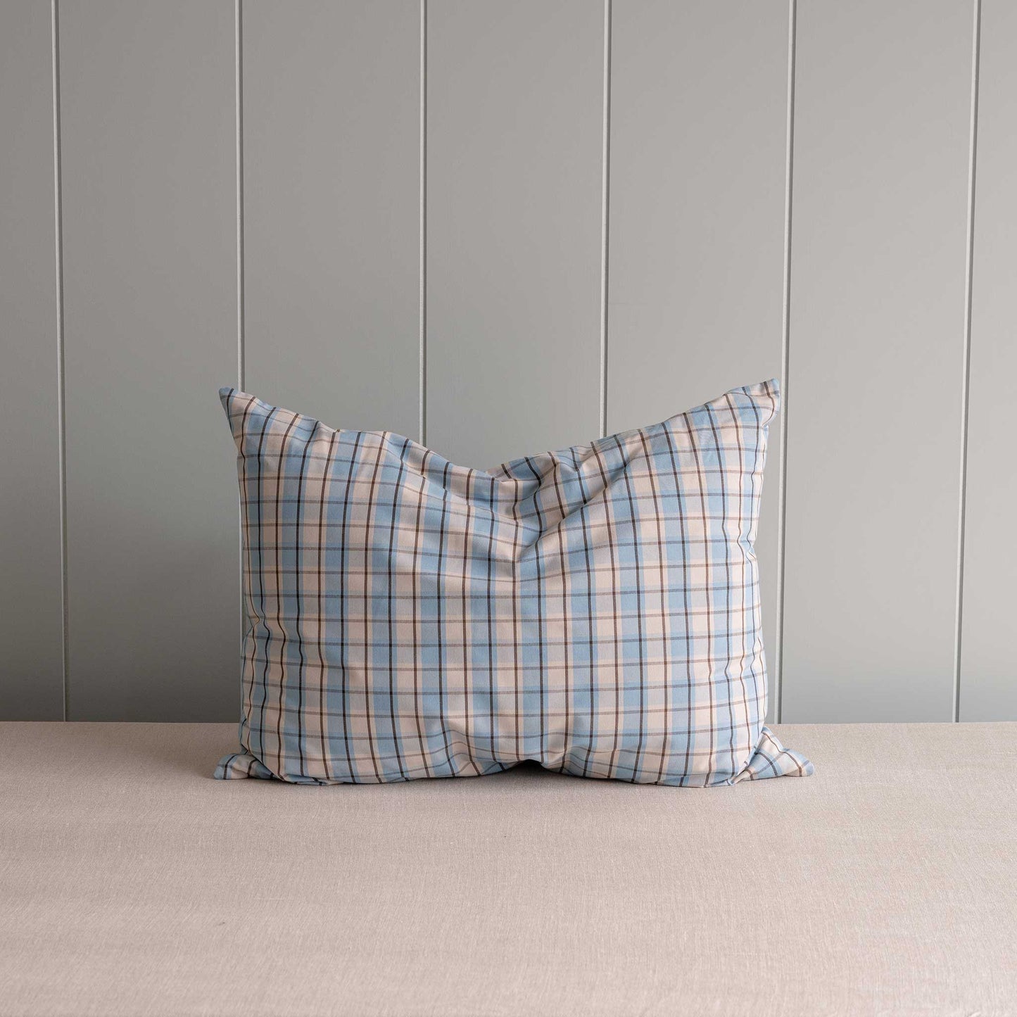 Rectangle Lollop Cushion in Square Deal Cotton, Blue Brown