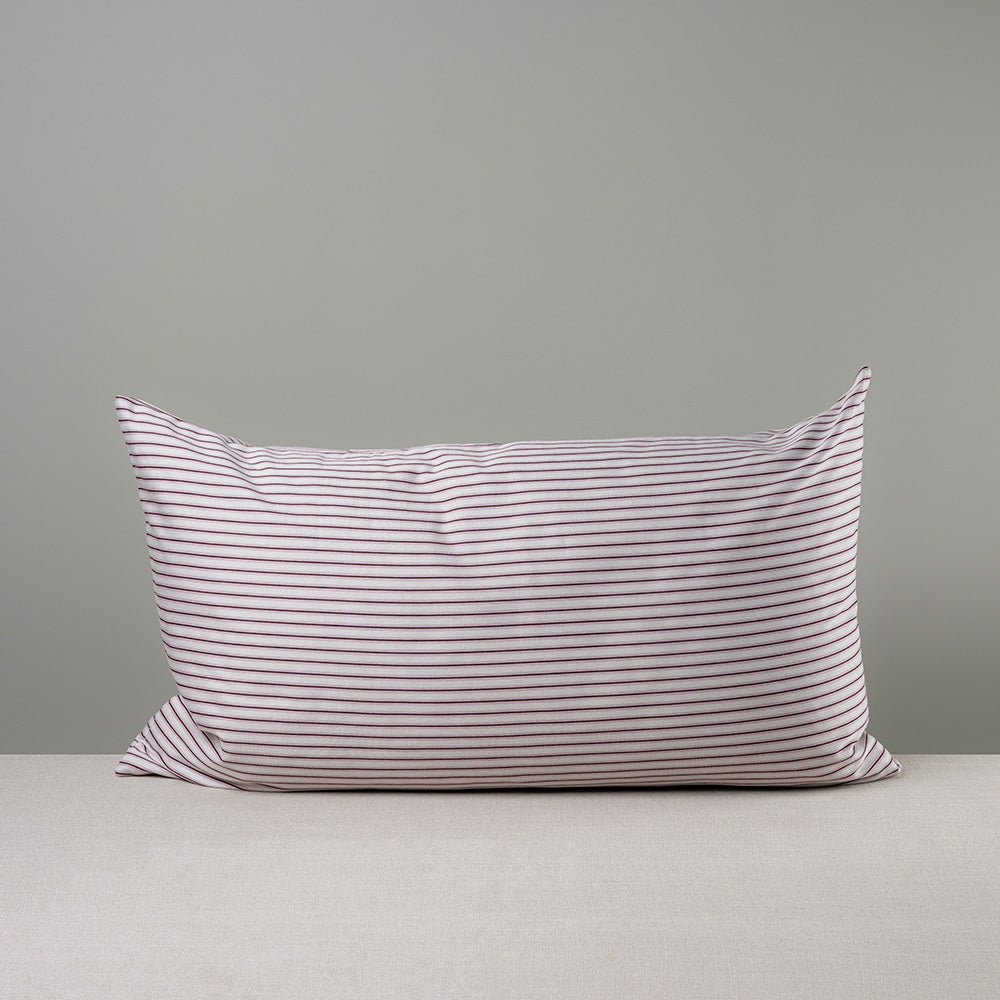  Rectangle Lollop Cushion in Ticking Cotton, Berry 