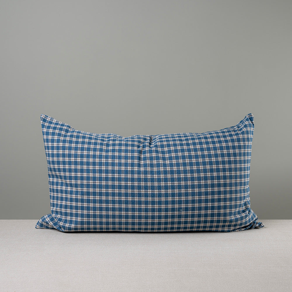  Rectangle Lollop Cushion in Well Plaid Cotton, Blue Brown 