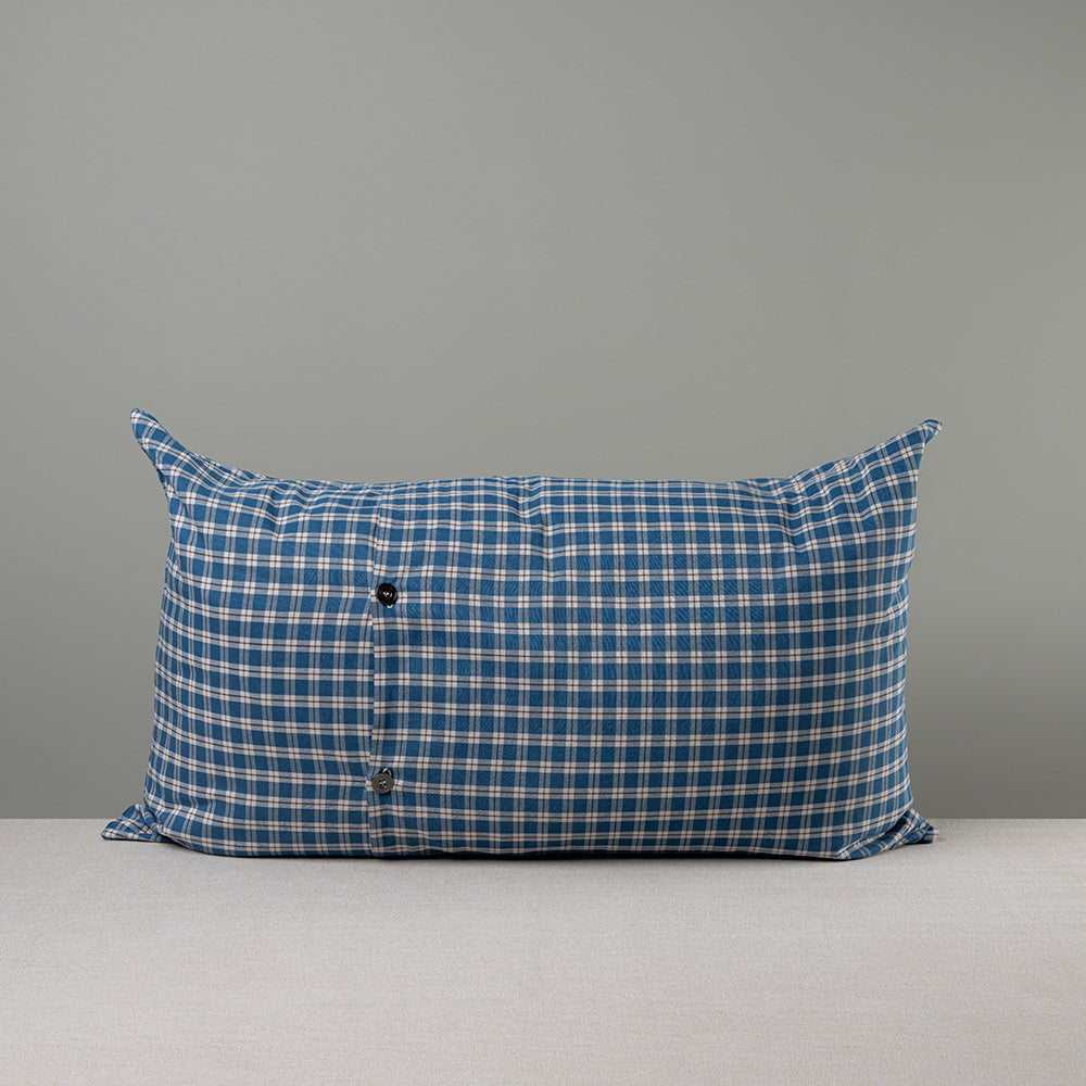  Rectangle Lollop Cushion in Well Plaid Cotton, Blue Brown 