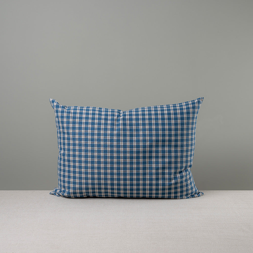 Rectangle Lollop Cushion in Well Plaid Cotton, Blue Brown