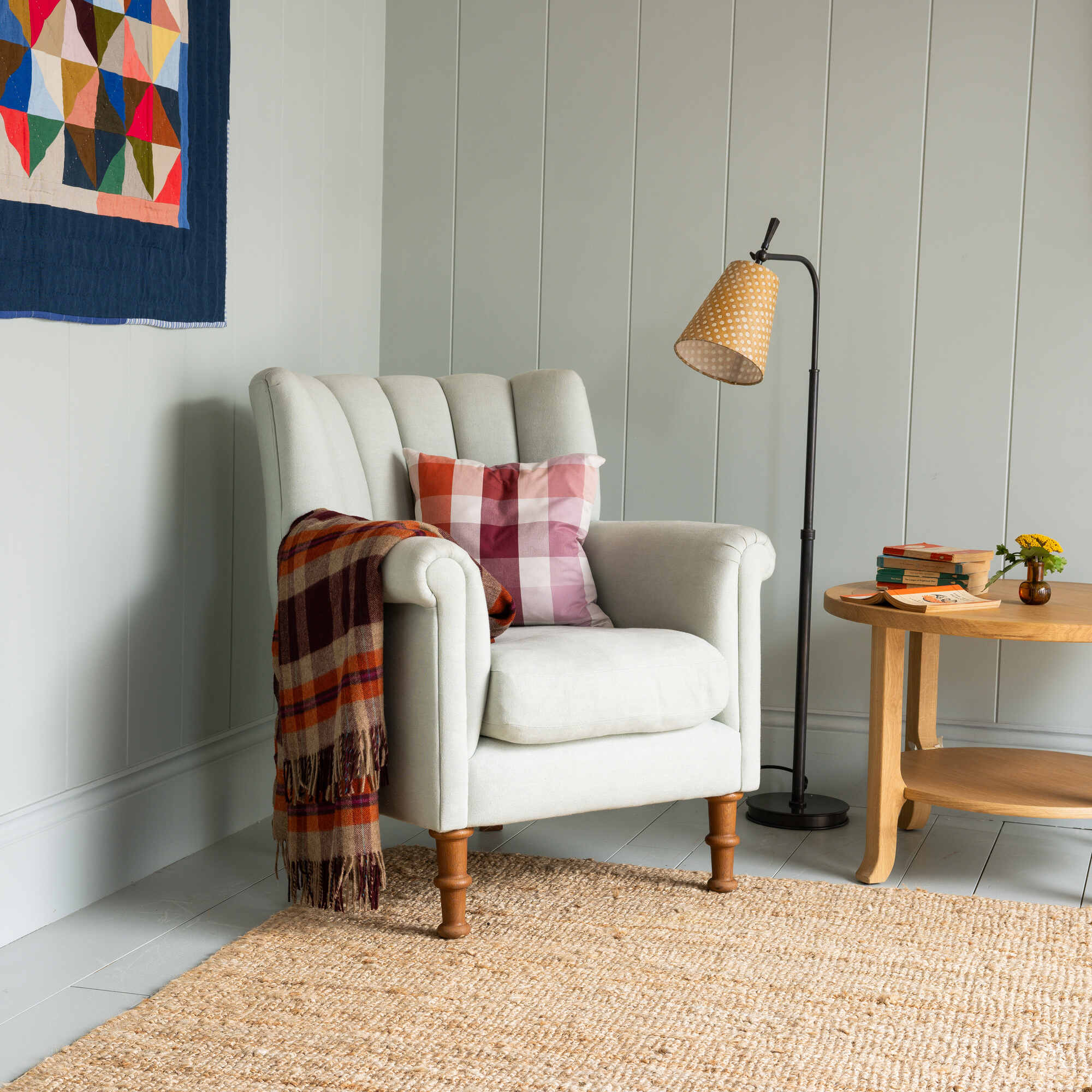  Time Out Armchair in Intelligent Velvet Seaweed 