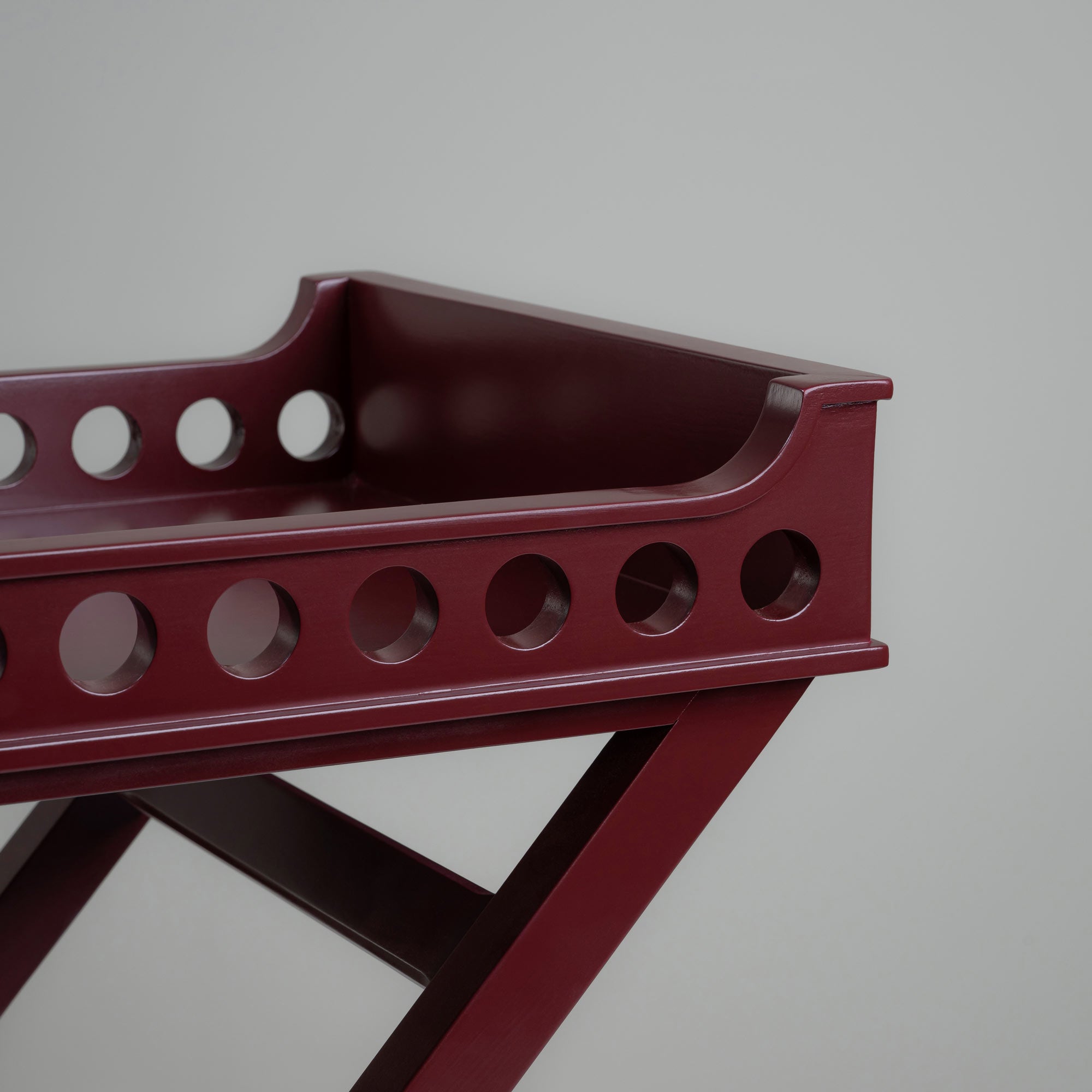  Design Closeup of Ready Steady Tray Table, Berry Red - By NiX 