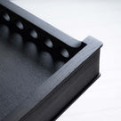  Corner Design Closeup of Ready Steady Tray Table, Coal Black - NiX Furniture 