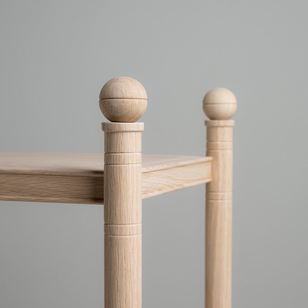  Revive Side Table, Oiled Oak, Closeup Side View - By NiX 