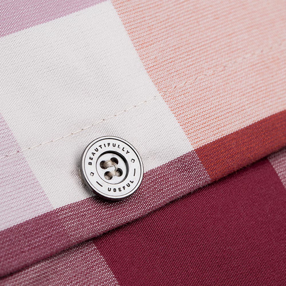 Square Kip Cushion in Checkmate Cotton, Berry