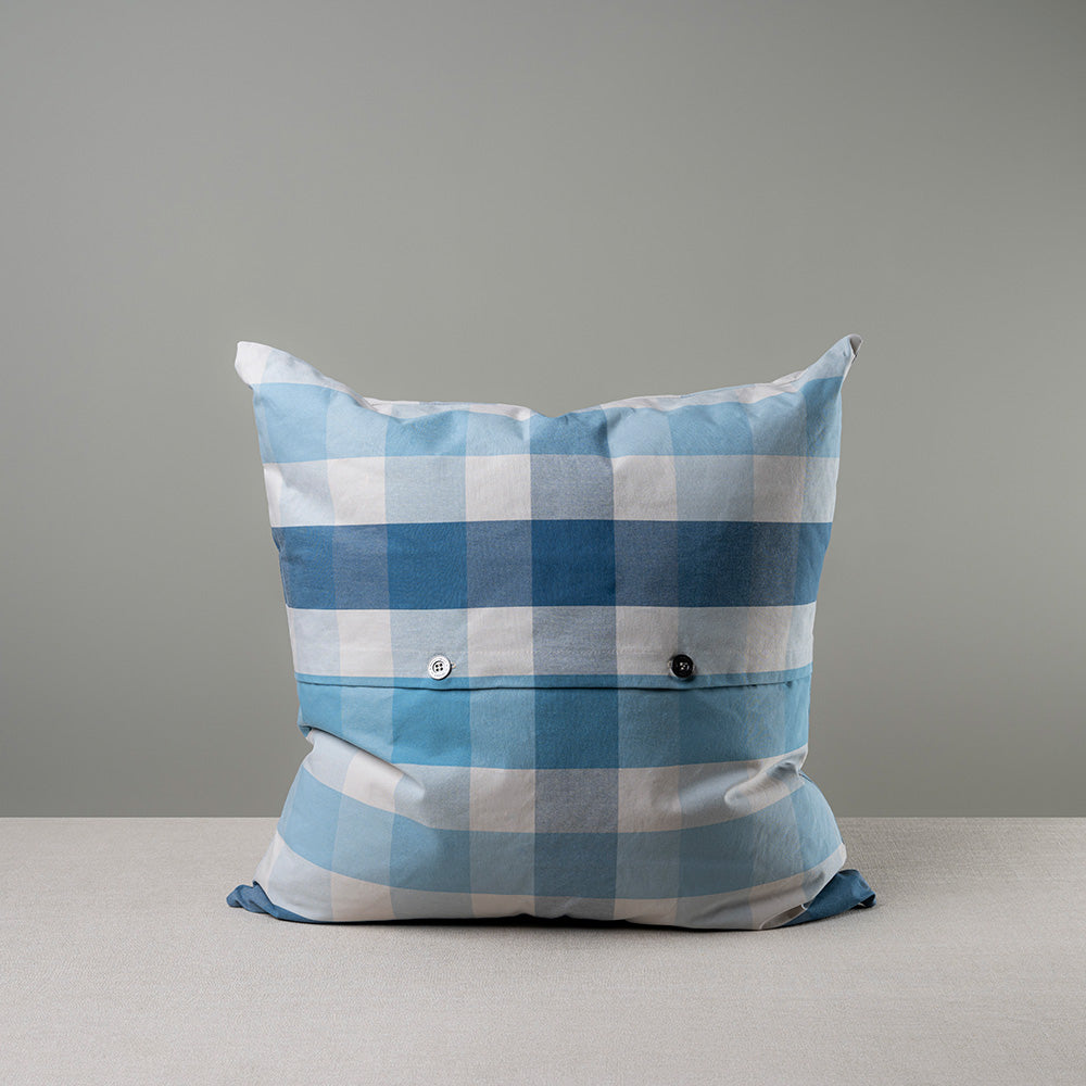  Square Kip Cushion in Checkmate Cotton, Blue 