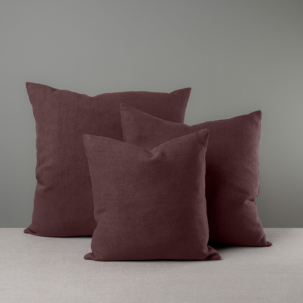 Square Kip Cushion in Laidback Linen, Damson